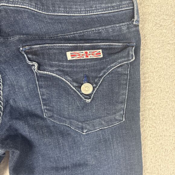 Hudson Collin Midrise Bootcut Cropped Jeans Dark Wash 26 Flap Pockets - Picture 8 of 9